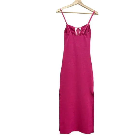 NWT Paola Bernardo Julia Ribbed Midi Dress in Fuchsia  Size S