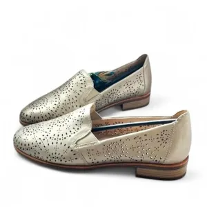 NWT Remonte Bronze Gold Laser Cut Out Leather Slip on Loafer Flats EU Size 38