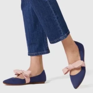 NWT Rothy’s Mary Jane Bow Tie Flat Sapphire Blue Blush Pink Women’s 11