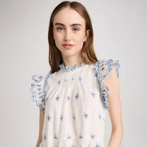 NWT Sea NY Renee Embroidered Strawberry Dress Cream Size S