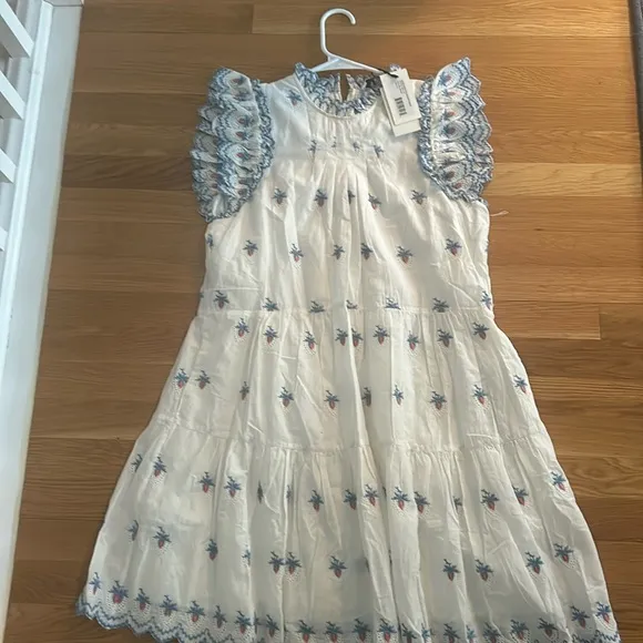 NWT Sea NY Renee Embroidered Strawberry Dress Cream Size S