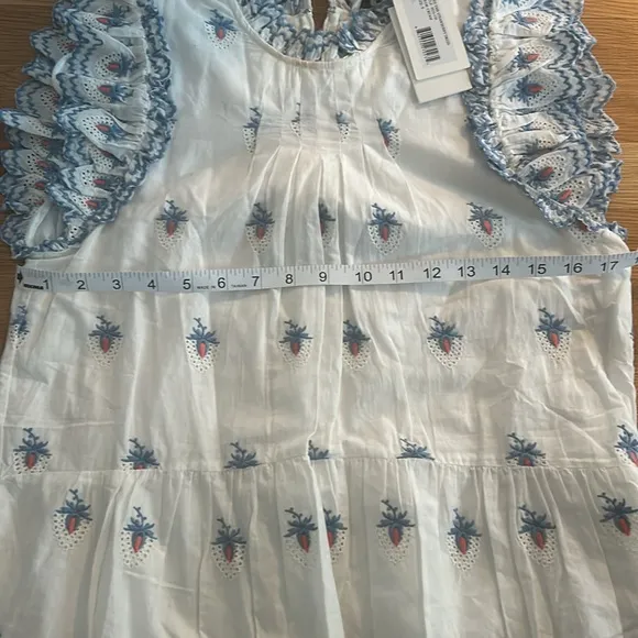 NWT Sea NY Renee Embroidered Strawberry Dress Cream Size S
