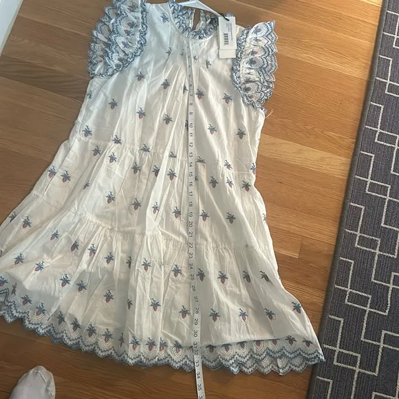 NWT Sea NY Renee Embroidered Strawberry Dress Cream Size S