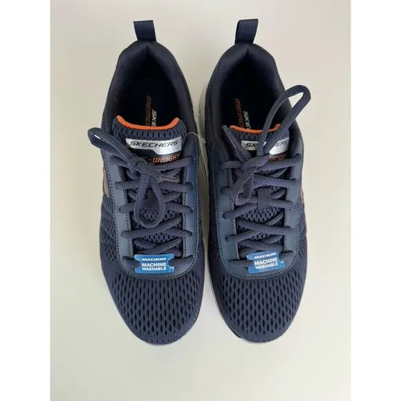 NWT Skechers Mens Track Moulton Navy Blue Memory Foam Washable Sneakers Size 8