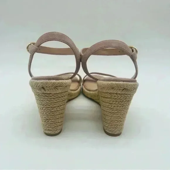 NWT STUART WEITZMAN Teddi Suede Espadrille Wedge Sandals Camel Size 9.5