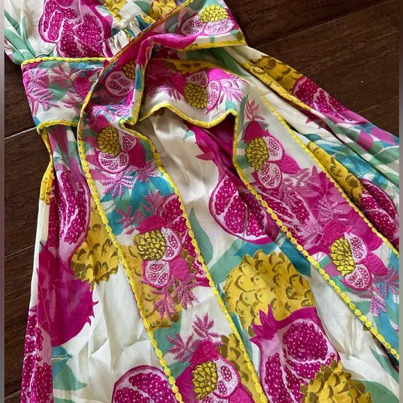 NWT TAJ by Sabrina floral tropical embroidered maxi dress size S