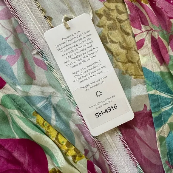 NWT TAJ by Sabrina floral tropical embroidered maxi dress size S