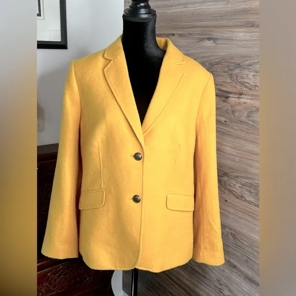 NWT Talbots | Wool Blend Blazer Harvest Gold | Size 16 | Ornate Metal Buttons