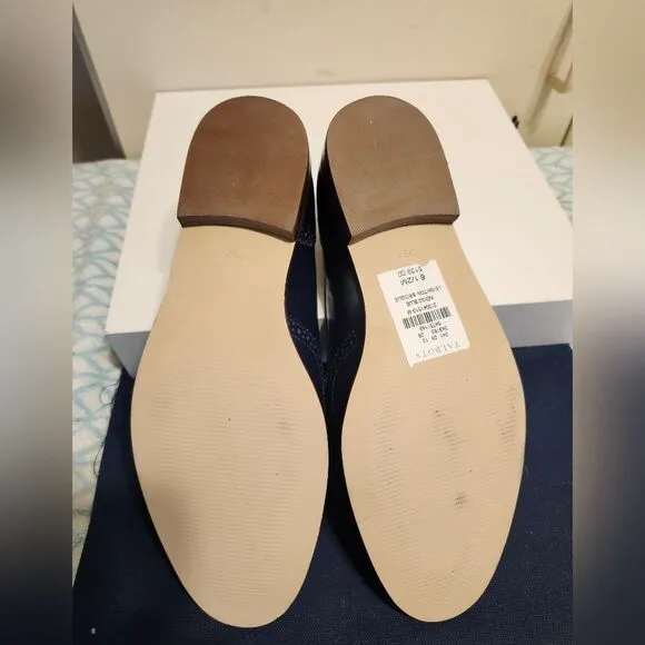 NWT Talbots Leighton Blue Polished Leather Tassel Brogue Loafers Sz.6.5 Ret $139