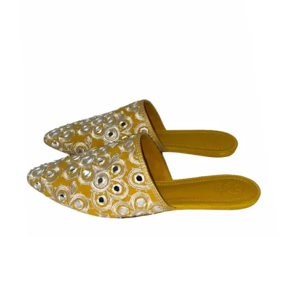 NWT Tory Burch Elora Gold India Mirrored Flats Women’s Size 9.5
