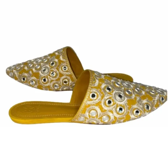 NWT Tory Burch Elora Gold India Mirrored Flats Women’s Size 9.5