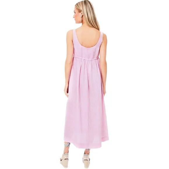 NWT TUCKERNUCK POMANDER PLACE Pink Sabella Maxi Dress linen cotton feminine