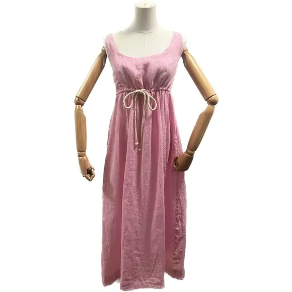 NWT TUCKERNUCK POMANDER PLACE Pink Sabella Maxi Dress linen cotton feminine