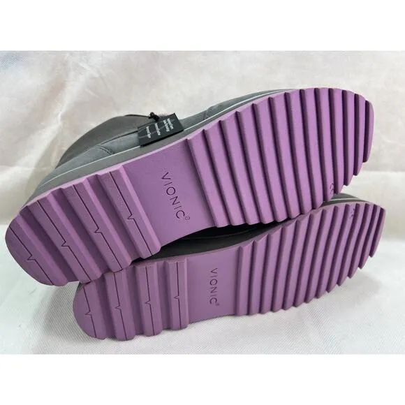NWT Vionic Women's 10 Waterproof Gray High-Top Boots Acadia Nolan Purple NEW
