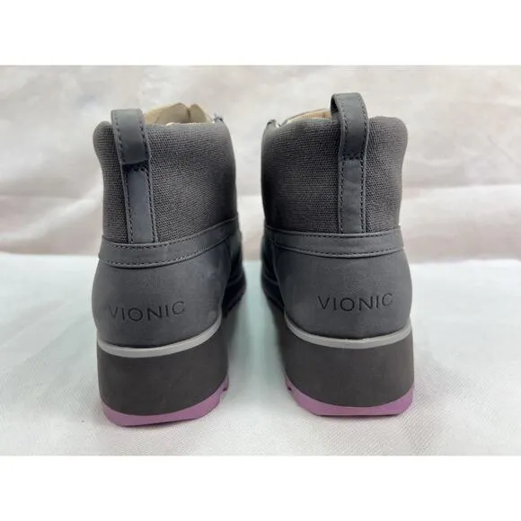 NWT Vionic Women's 10 Waterproof Gray High-Top Boots Acadia Nolan Purple NEW