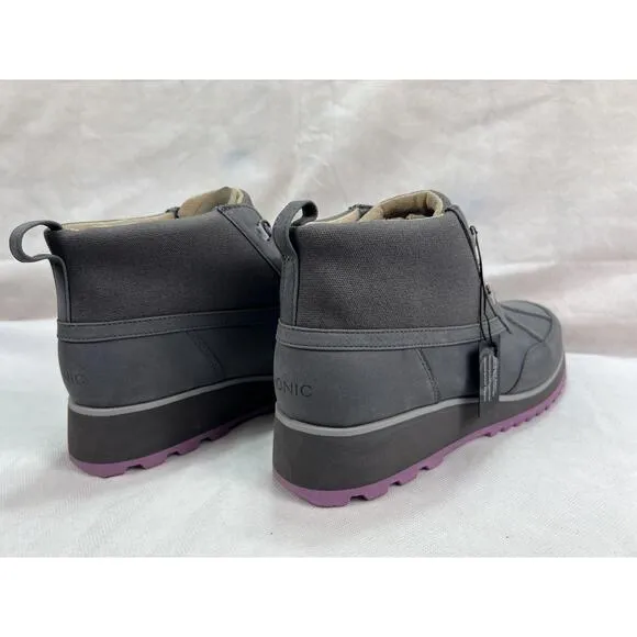 NWT Vionic Women's 10 Waterproof Gray High-Top Boots Acadia Nolan Purple NEW