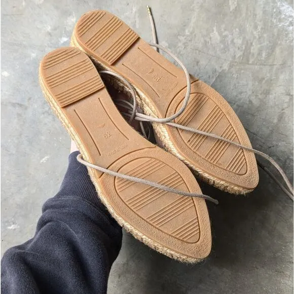 NWT VISCATA Fonda Suede Camel Ankle-Tie Espadrilles Flat Sandal, size 39
