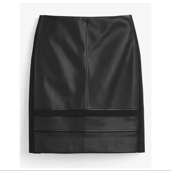 NWT WHBM Vegan Leather Mixed Texture Skirt, size 0