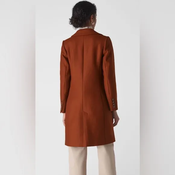 NWT WHISTLES Rust Clara Single Breasted Wool Coat size 8 US, 12 UK.