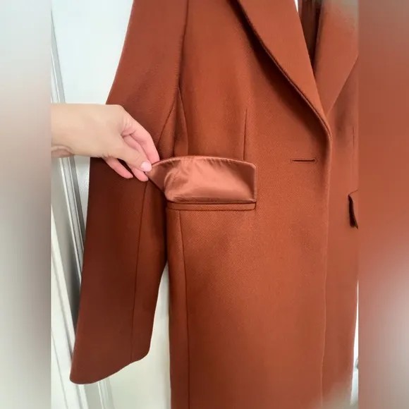 NWT WHISTLES Rust Clara Single Breasted Wool Coat size 8 US, 12 UK.