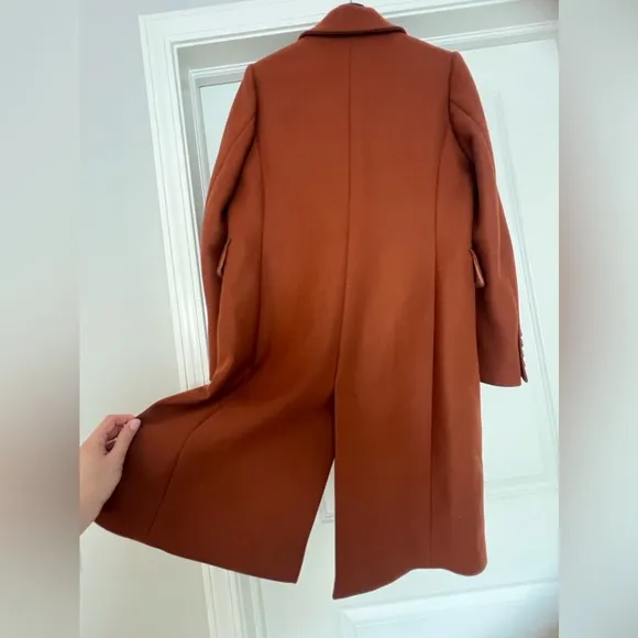 NWT WHISTLES Rust Clara Single Breasted Wool Coat size 8 US, 12 UK.