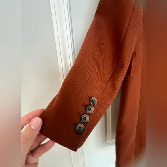 NWT WHISTLES Rust Clara Single Breasted Wool Coat size 8 US, 12 UK.