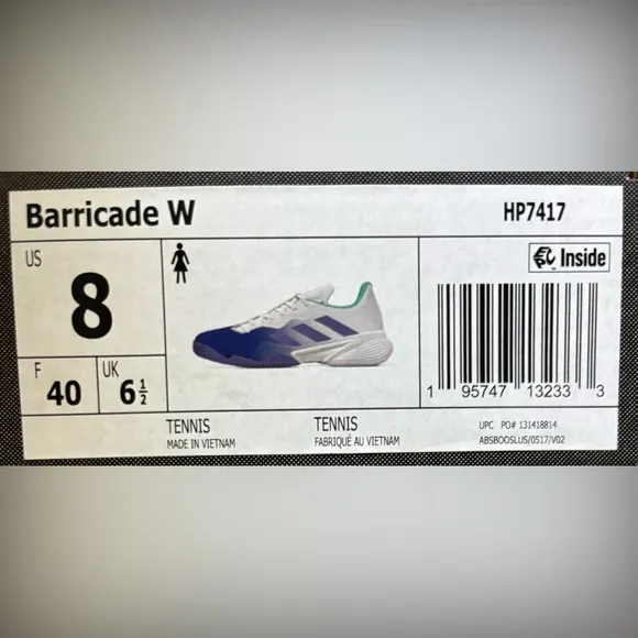 NWT WOMEN Adidas Barricade White and Blue SOME PURPLE Tennis Shoes