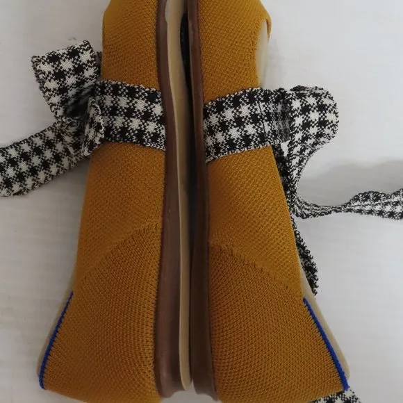 NWT Women's Rothy's Golden Gingham Mary Jane pointed toe flat sz 5
