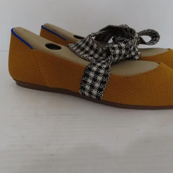 NWT Women's Rothy's Golden Gingham Mary Jane pointed toe flat sz 5