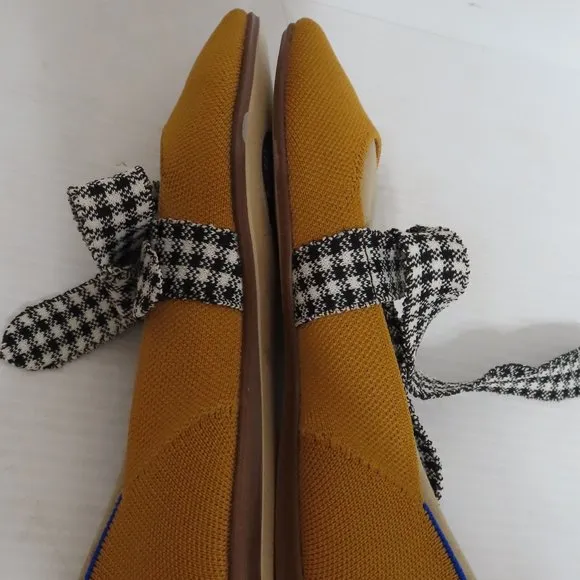 NWT Women's Rothy's Golden Gingham Mary Jane pointed toe flat sz 5