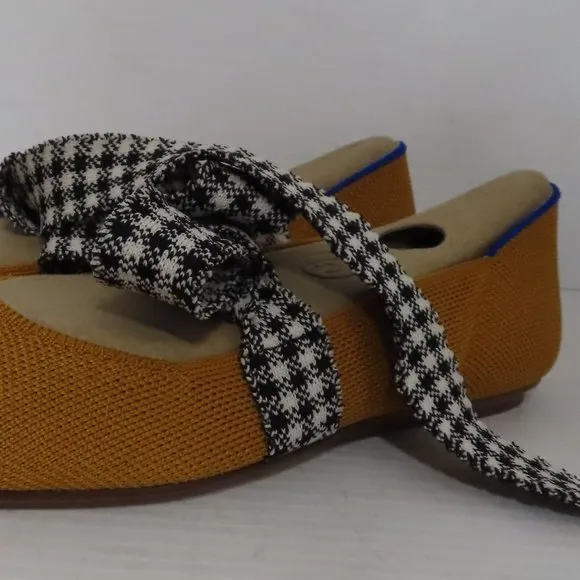NWT Women's Rothy's Golden Gingham Mary Jane pointed toe flat sz 5
