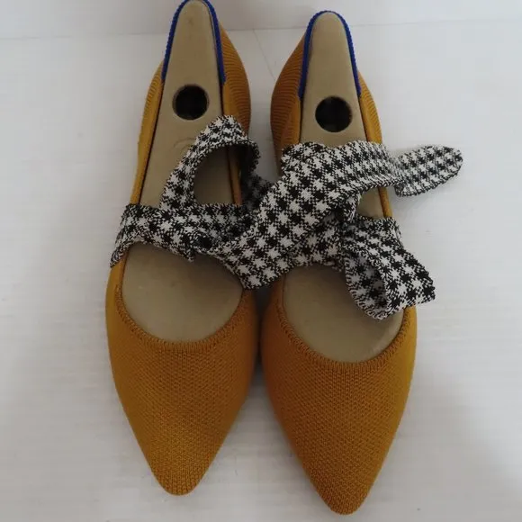 NWT Women's Rothy's Golden Gingham Mary Jane pointed toe flat sz 5