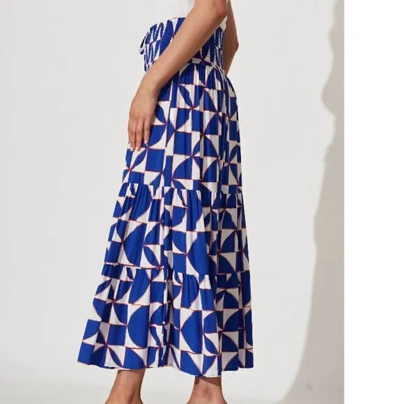 ✨NWT✨Abel the Label Anthropologie Red White &amp; Blue Tasmin Maxi Skirt XS