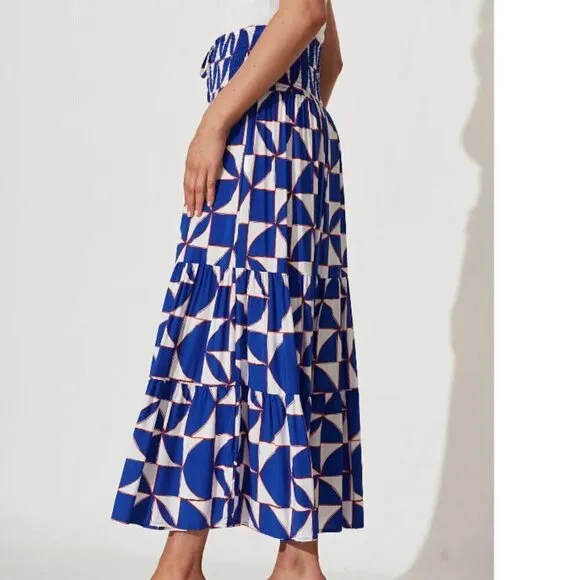 ✨NWT✨Abel the Label Anthropologie Red White &amp; Blue Tasmin Maxi Skirt XS