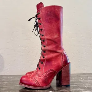Oak Tree Frontier Red Leather Lace Front Boots