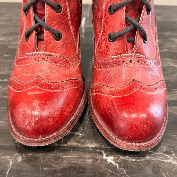 Oak Tree Frontier Red Leather Lace Front Boots