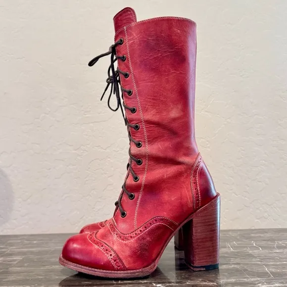 Oak Tree Frontier Red Leather Lace Front Boots