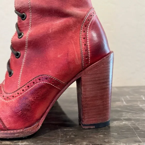 Oak Tree Frontier Red Leather Lace Front Boots