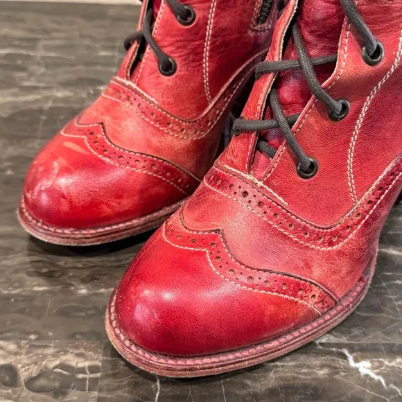 Oak Tree Frontier Red Leather Lace Front Boots