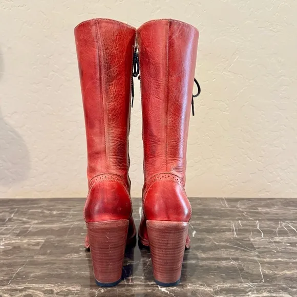 Oak Tree Frontier Red Leather Lace Front Boots