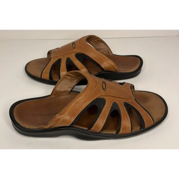 Oakley Paddle Slides Sandals Brown Casual Retro Leather Men's Size 10 10015