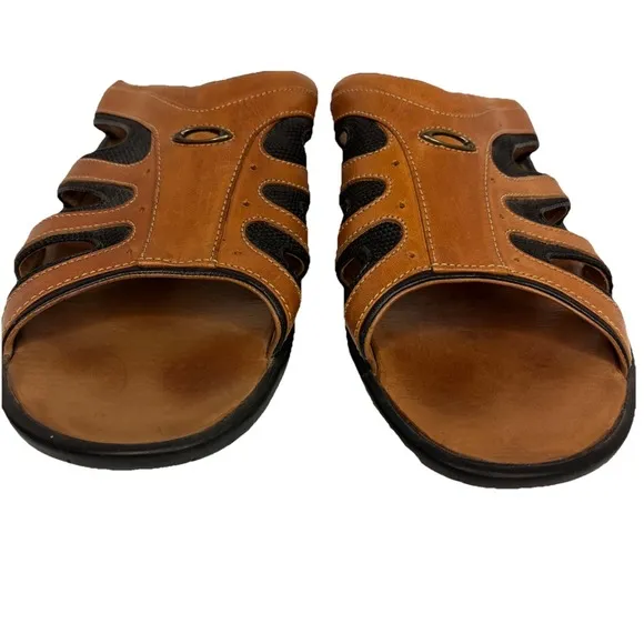 Oakley Paddle Slides Sandals Brown Casual Retro Leather Men's Size 10 10015