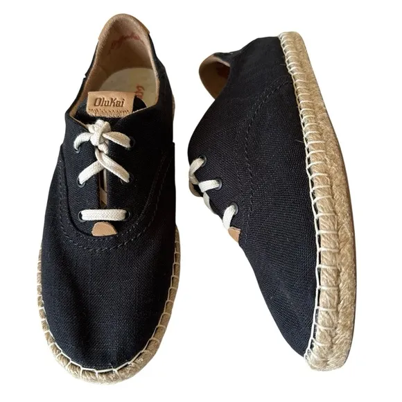 OLUKAI KAULA PA’A LLI CONVERTABLE LINEN ESPADRILLE SHOES SIZE 37