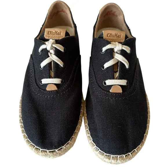 OLUKAI KAULA PA’A LLI CONVERTABLE LINEN ESPADRILLE SHOES SIZE 37