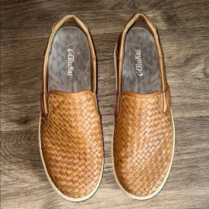 Olukai Lae’ahi Lauhala Slip On Leather Sneakers, Size 10.5