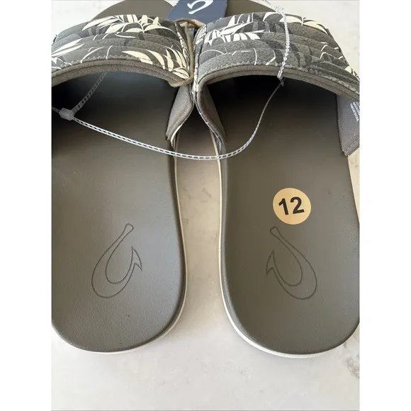 OluKai Maha Olu-Men's 12 Slides Sandal Hunter Green Aloha Water Friendly Comfort
