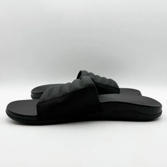 OluKai Men's Maha 'Olu Slides Size US 10 EU 43 Black Water Resistant NIB