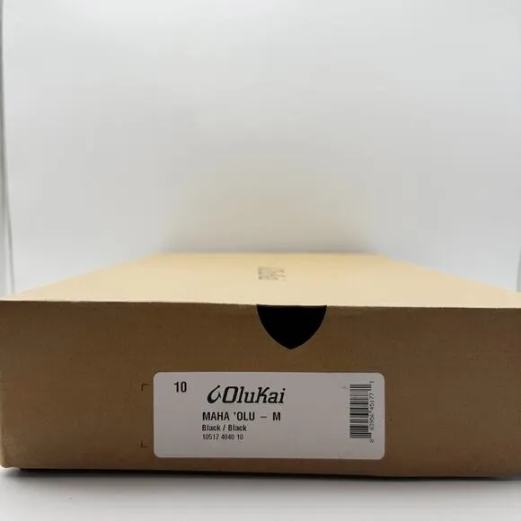 OluKai Men's Maha 'Olu Slides Size US 10 EU 43 Black Water Resistant NIB