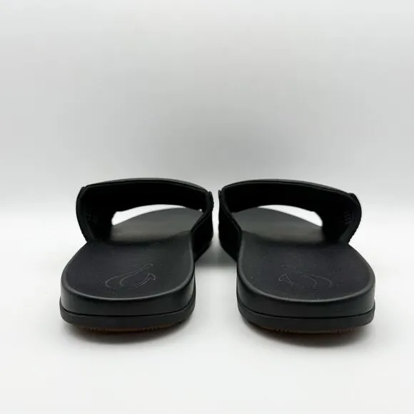 OluKai Men's Maha 'Olu Slides Size US 10 EU 43 Black Water Resistant NIB