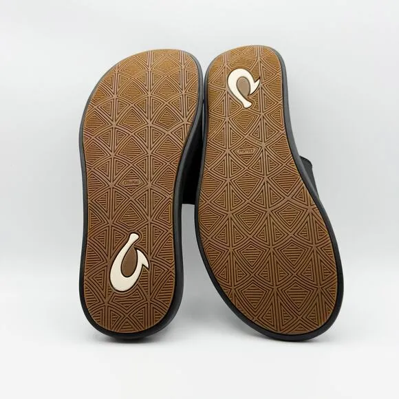 OluKai Men's Maha 'Olu Slides Size US 10 EU 43 Black Water Resistant NIB